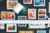Cotton + Steel Holiday Classics Canvas - Holiday Stamps evergreen - 50cm